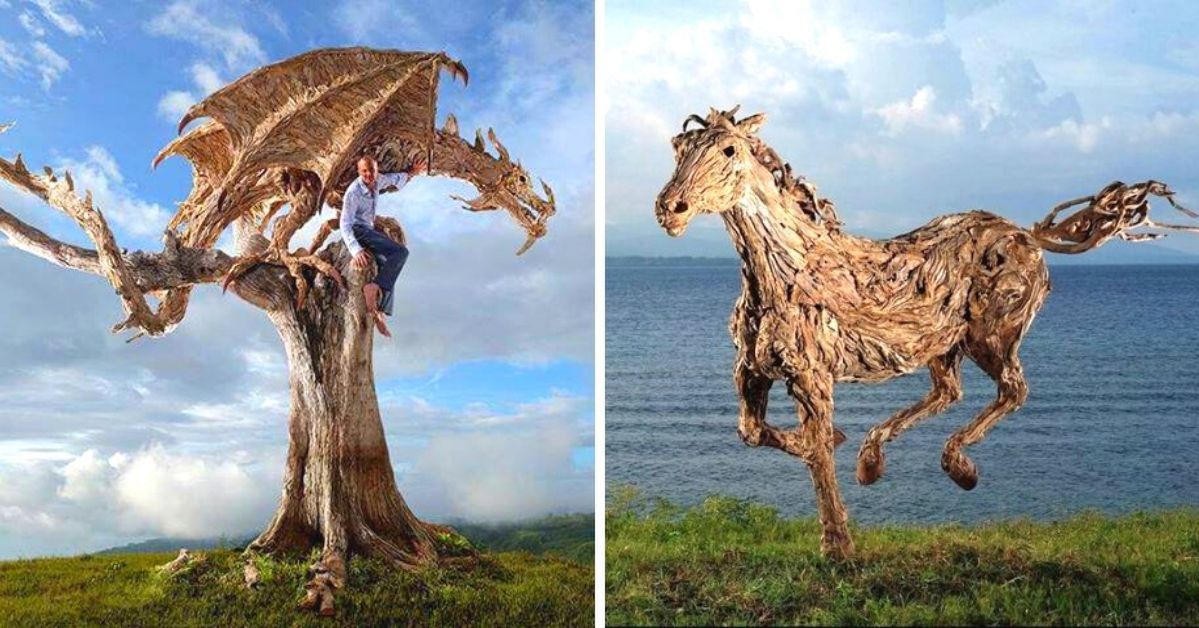 29 Extraordinary Sculptures Made from Driftwood