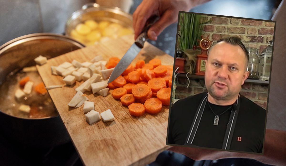 Babcia gotowała co tydzień. Dziś mało kto pamięta nawet nazwę. Fot. Adobestock, Instagram/Tomasz Strzelczyk
Zupa modyrda dla wielu jest zapomnianym smakiem. Niektórzy nigdy nie słyszeli tej nazwy, a być może jedli to danie. Znany bloger kulinarny Tomasz Strzelczyk przypomniał jednak ten wyjątkowy przepis. Podpowiada, jak przygotować tę zupę w domu.  

Zupa modyrda – przepis. Tomasz Strzelczyk zdradza recepturę 

Zupa modyrda niemal w każdym regionie gotowana jest w różnorodny sposób. Tomasz Strzelczyk przedstawił swój przepis, który świetnie sprawdzi się do samodzielnego przygotowania zupy w domu po raz pierwszy. Jej smak i aromat przywodzą na myśl dzieciństwo. 

Składniki: 

2 ćwiartki z kurczaka, 

4-5 kurzych skrzydełek, 

udo z kaczki, 

kawałek wołowiny, 

3 liście laurowe, 

ziele angielskie,, 

pieprz 

kawałek kapusty, 

Marchewka, 

2 jajka, 

sól, 

3 cebule. 

Zupa modyrda Tomasza Strzelczyka. Obłędnie pyszne danie jak u babci 

Zdaniem Tomasza Strzelczyka zupa modyrda to po prostu swojski rosół.  

Sposób przygotowania: 

Do dużego garnka wrzucamy mięso i zbieramy szum. Następnie dodajemy kapustę i marchewkę i gotujemy wywar powoli na małym ogniu.  

Przygotowujemy ciasto na kluski. W tym celu wbijamy jajka do miseczki, dodajemy sól, mieszamy wszystkie składniki i dodajemy mąkę.  

Cebulę i ziemniaki kroimy, a następnie podsmażamy cebulę na maśle, aż osiągnie złoty kolor. Wrzucamy do garnka pozostałe składniki i lubczyk i gotujemy zupę jeszcze przez 20 minut. Na końcu doprawiamy solą. Mięso i cebulę wyciągamy z garnka. Robimy kluski, wrzucając je łyżką do garnka. Podajemy z kromką świeżego i chrupiącego chleba.  Fot. AdobeStock, Instagram/Tomasz Strzelczyk