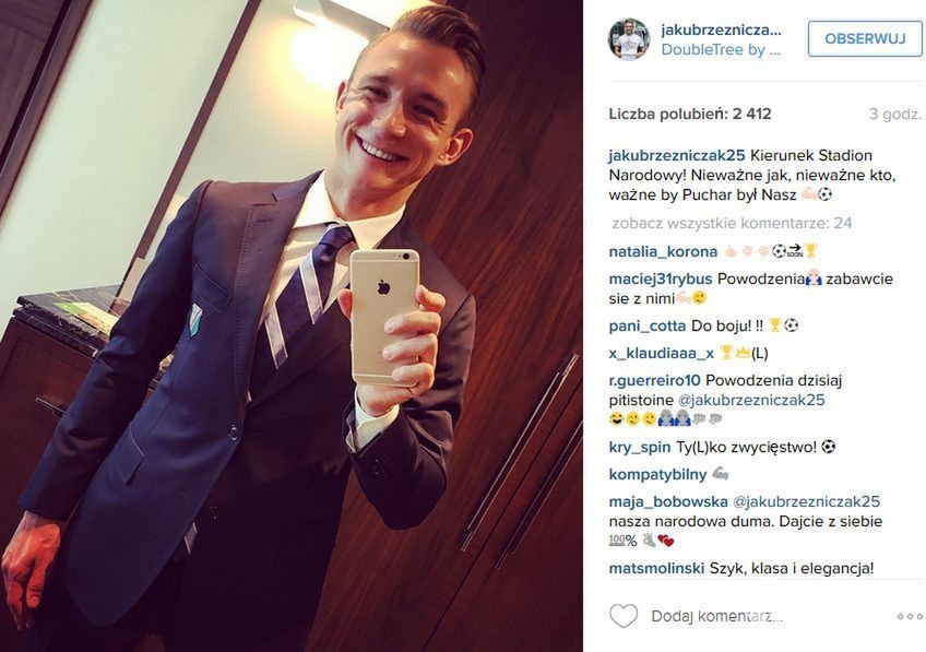 Jakub Rzeźniczak gotowy na finał Pucharu Polski (fot. Instagram)