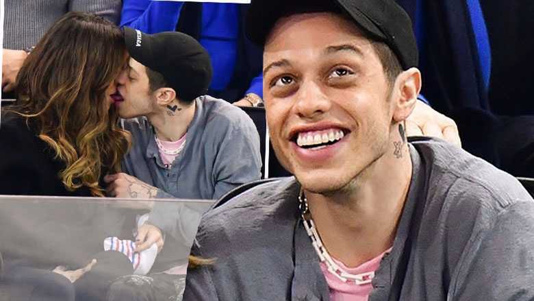 Kate Beckinsale i Pete Davidson całują się na meczu