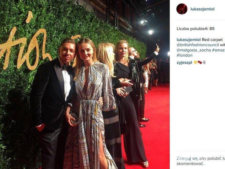 Małgorzata Socha i Łukasz Jemioł na British Fashion Awards 2015 (fot. Instagram)