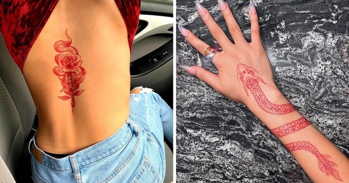17 Tasteful Tattoos Made With Red Ink. Eye-Catching With Their Intense Color