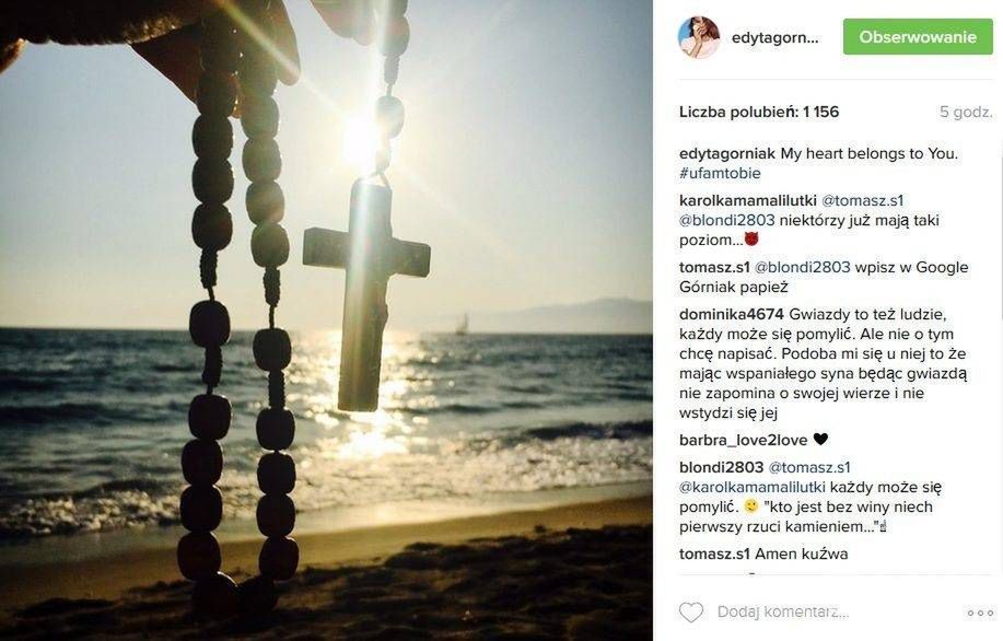 Edyta Górniak otwarcie mówi o swojej wierze. Takim zdjęciem podzieliła się z fanami na Instagramie