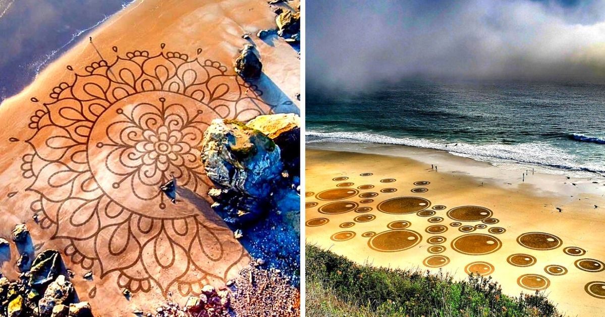 17 magicznych rysunków, które można podziwiać na plażach. Tworzą je artyści lubiący zabawę w piasku