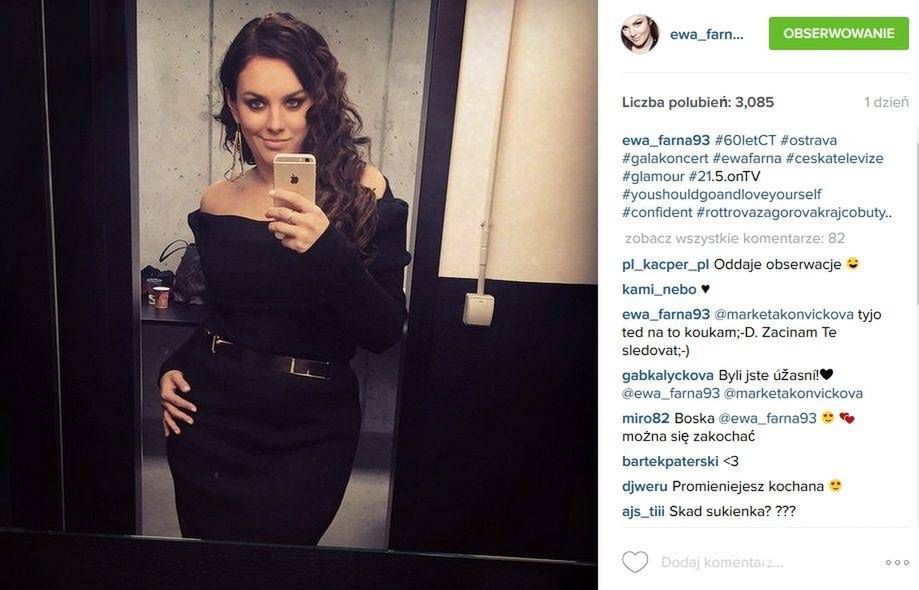 Ewa Farna na imprezie czeskiej telewizji (fot. Instagram)