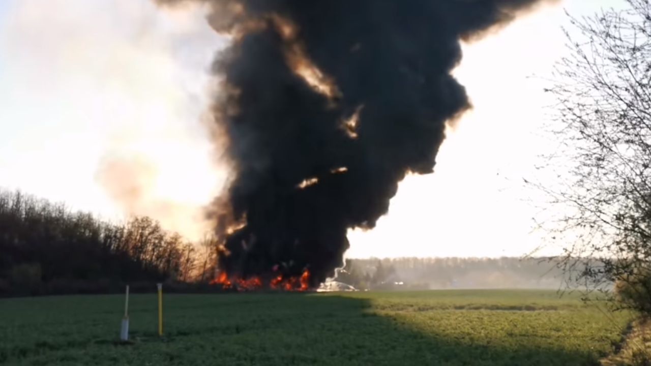 Pożar składowiska opon w Koninie.