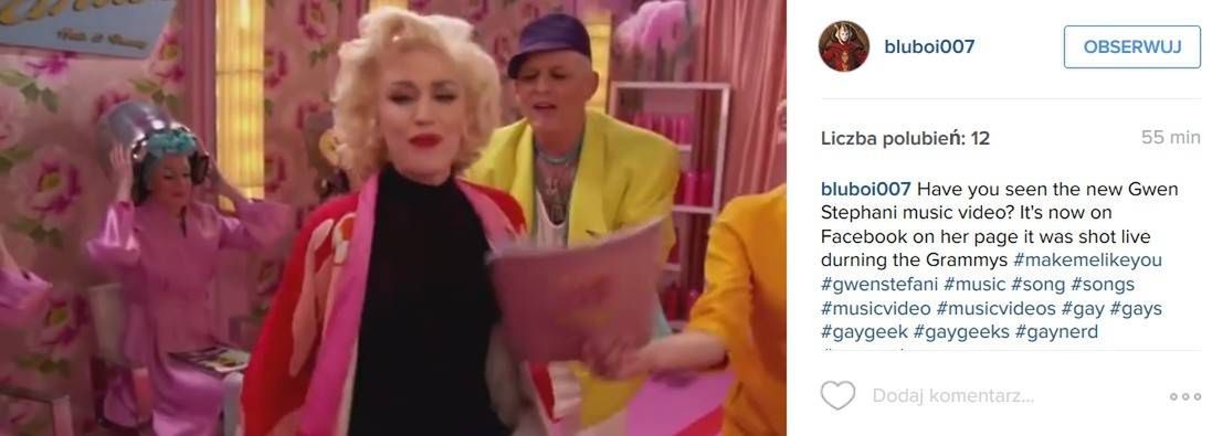 Gwen Stefani w teledysku na żywo do utworu "Make Me Like You", Grammy 2016 (fot. Instagram)