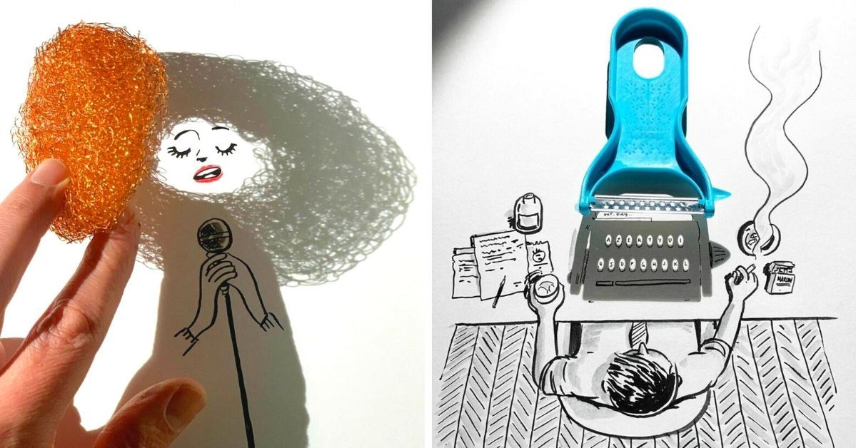 23 Illustrations in Which the Artist Evokes Highly Imaginative Drawings From Shadows