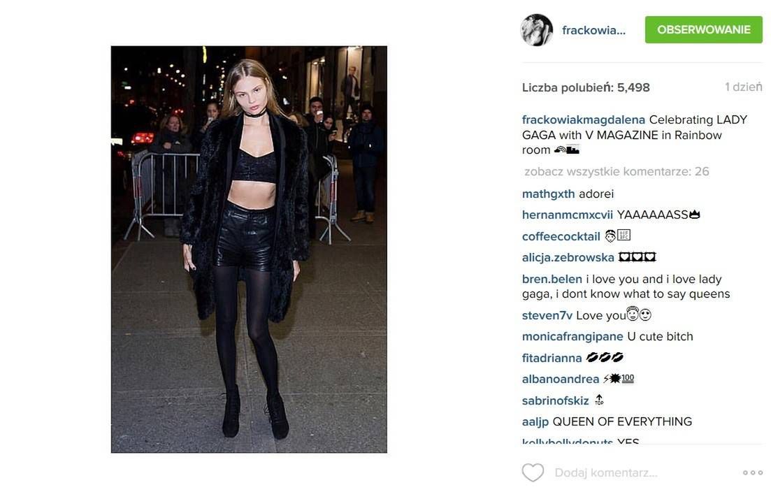 Magdalena Frąckowiak, impreza V Magazine z udziałem Lady Gagi podczas tygodnia mody w Nowym Jorku (fot. Instagram)