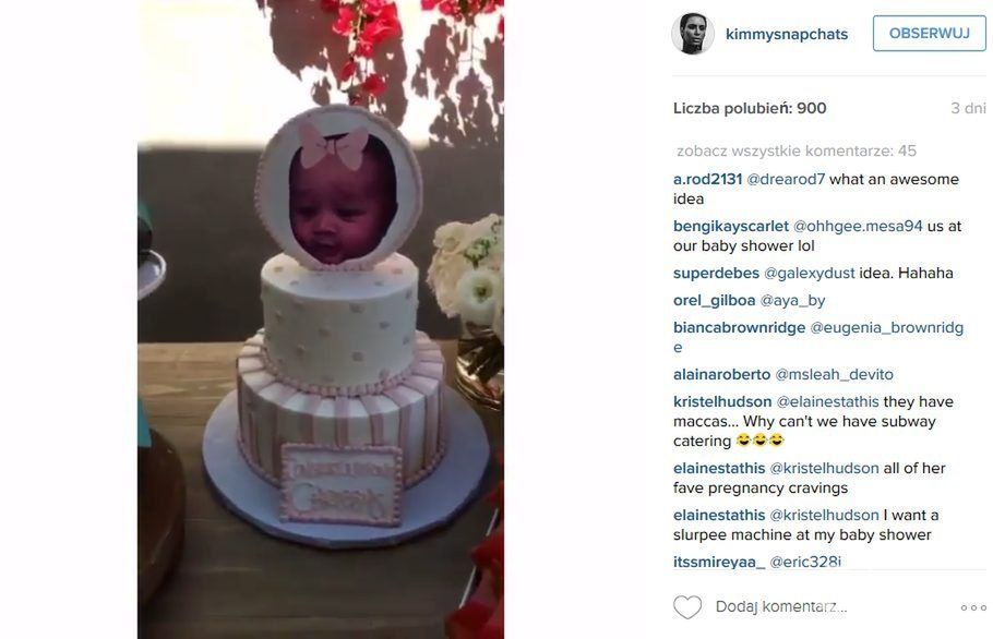 Tort na baby shower u Chrissy Teigen (fot. Instagram)