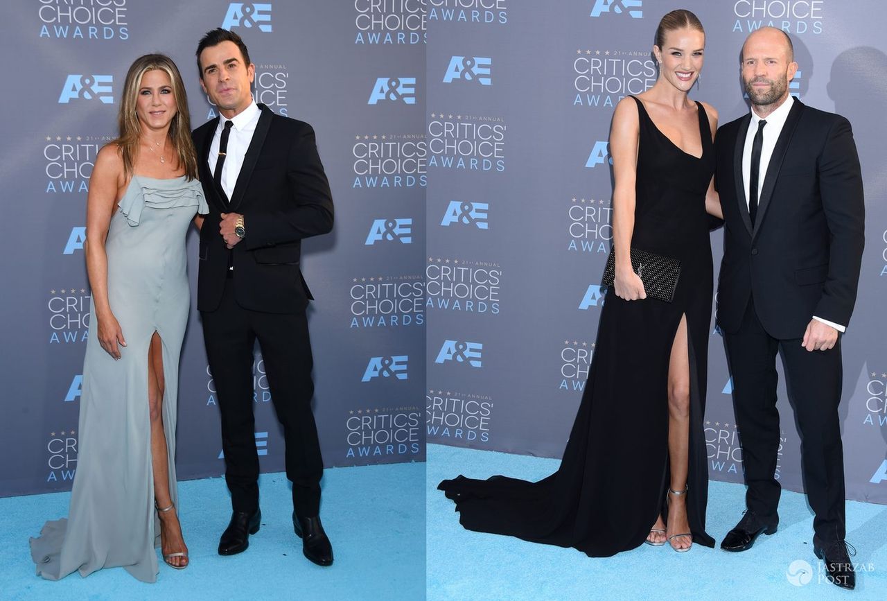 Jennifer Aniston i Justin Theroux oraz Jason Statham, Rosie Huntington-Whiteley, Critics' Choice Awards 2016 (fot. ONS)