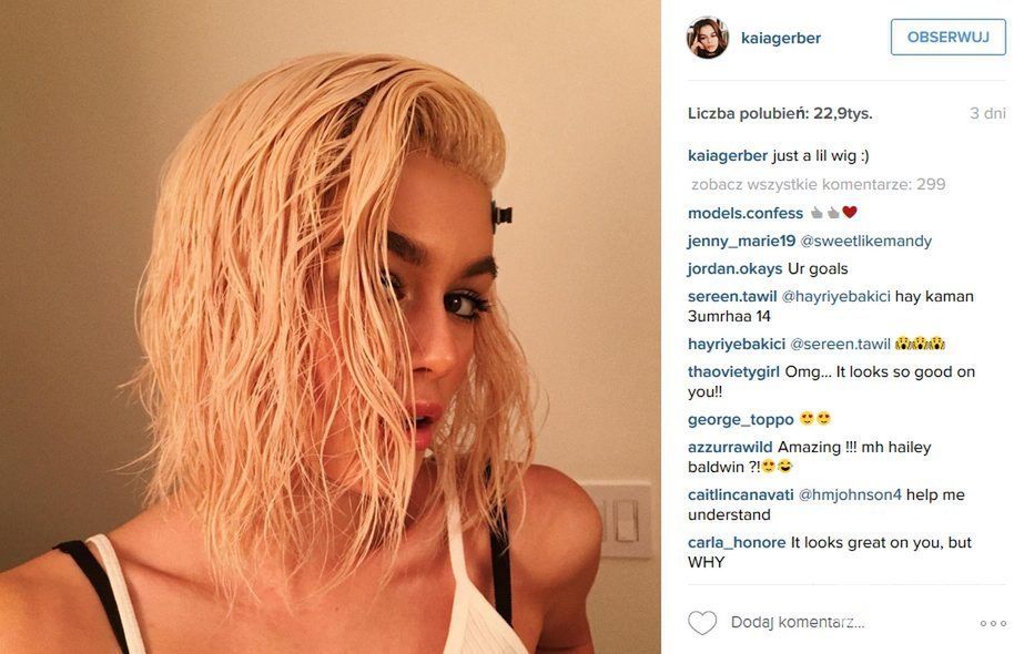 Kaia Gerber blondynką (fot. Instagram)