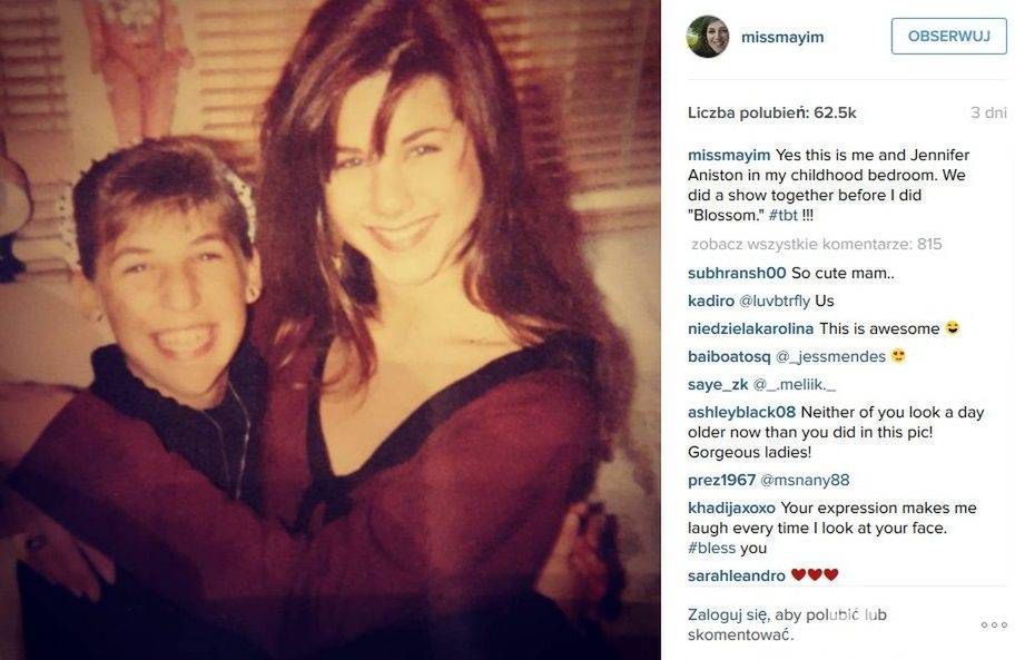 Mayim Bialik  i Jennifer Aniston w 1990 roku (fot. Instagram)