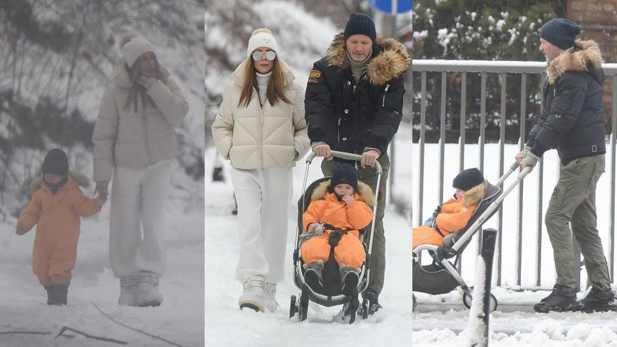 Paparazzi przyłapali Małgorzatę Rozenek na spacerze z Radkiem i Heniem. Pogoda dała im się we znaki! Zmarzliśmy od samego patrzenia