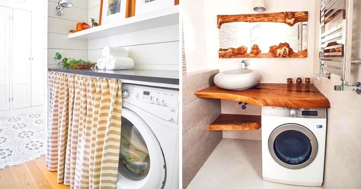 13 Ways to Hide a Washing Machine Unnoticed in a Bathroom. Interesting Solutions!