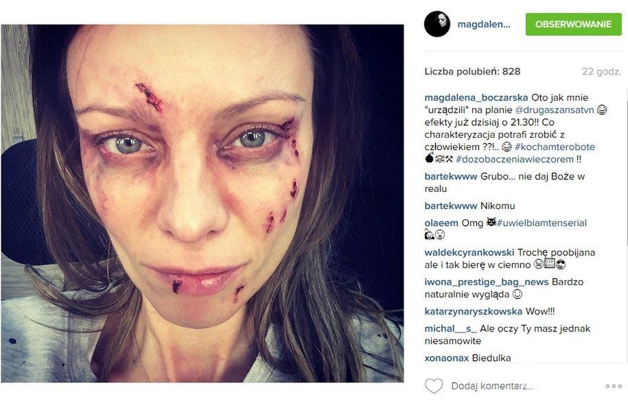 Magdalena Boczarska pokazuje charakteryzację z planu "Drugiej szansy" (fot. Instagram)