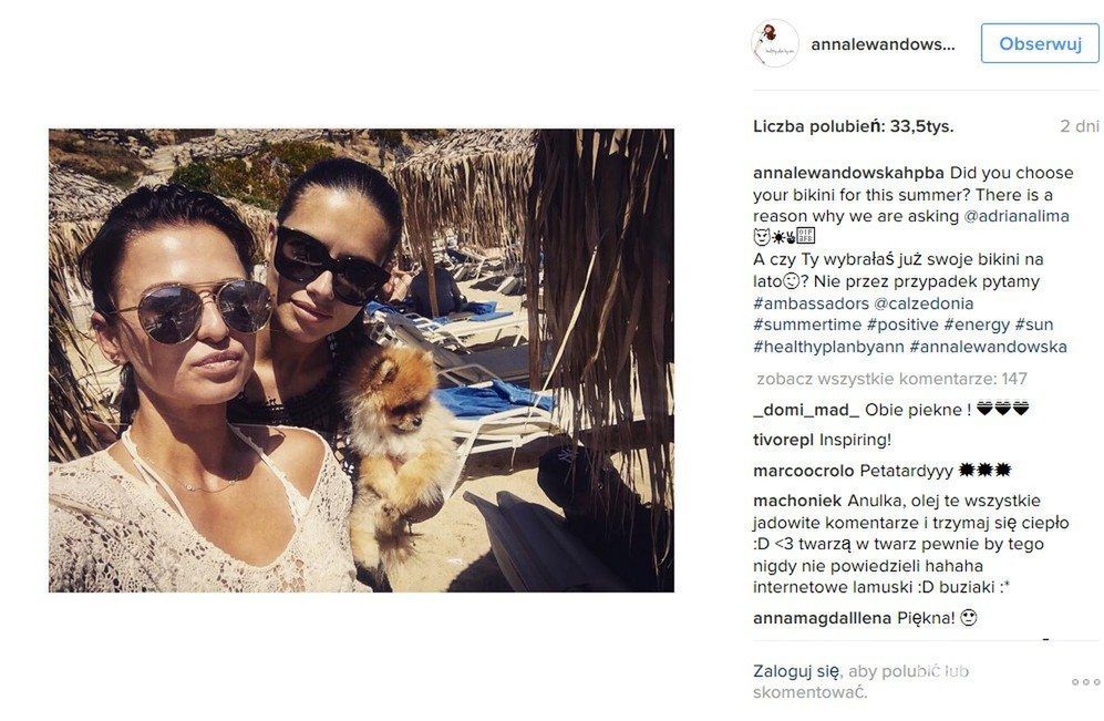 Anna Lewandowska pokazała na Instagramie selfie z Adrianą Limą