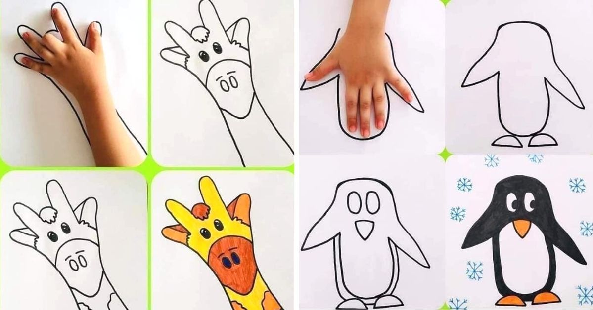 Naucz swoje dziecko rysować zwierzątka przy pomocy odcisków dłoni. 21 pomysłów na artystyczną zabawę