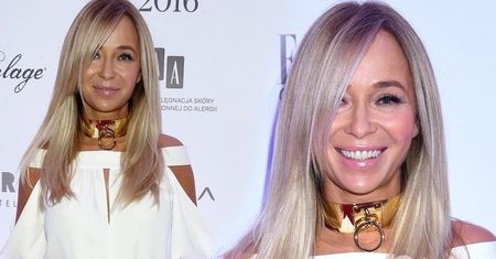 Joanna Przetakiewicz w białym kombinezonie na imprezie Elle. Klasa!