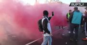 Race, trąbki i flagi “Solidarności”. Protest polskich związkowców przed TSUE.
