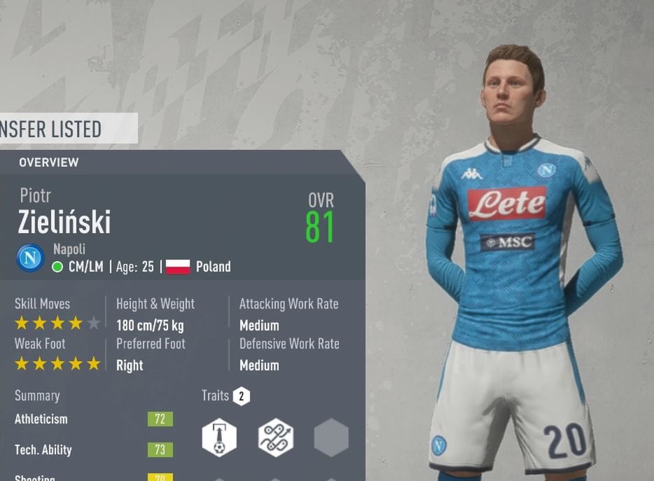 Piotr Zieliński w "FIFA 20" 
