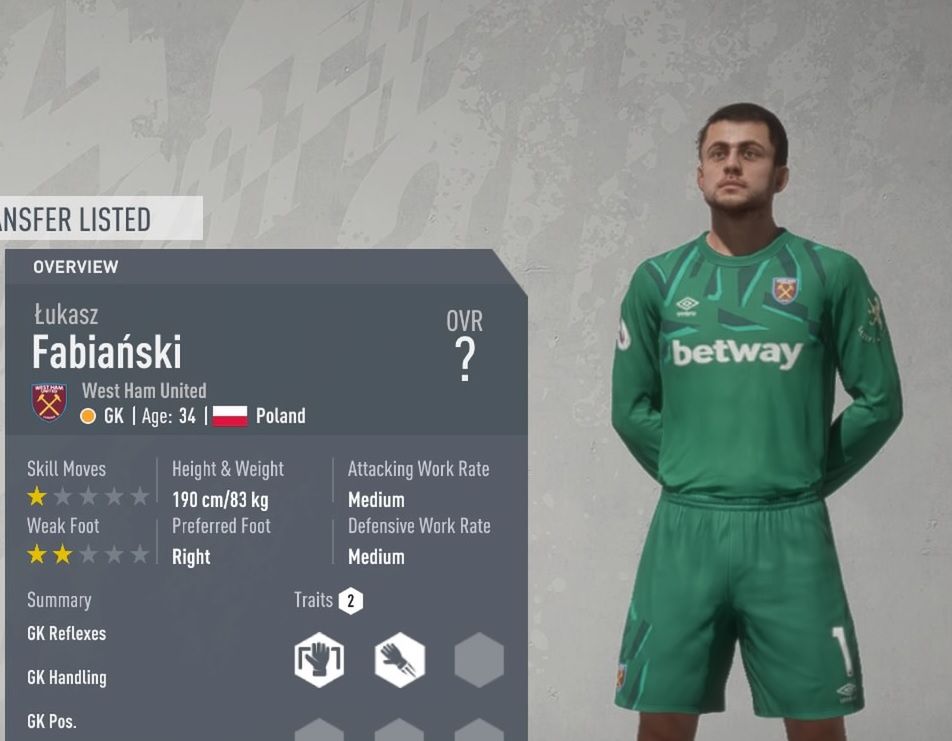 Łukasz Fabiański w "FIFA 20" 