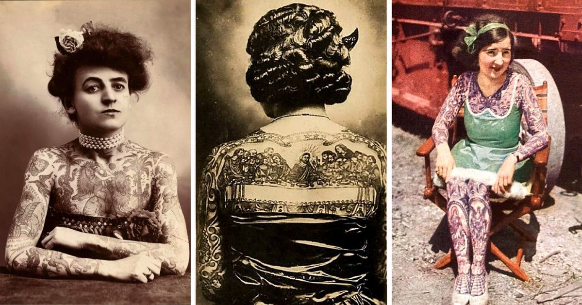 19 starych zdjęć ukazujących najbardziej wytatuowane kobiety, które były uważane za dziwadła