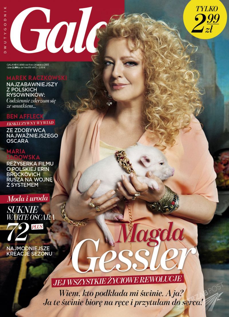 Magda Gessler ze świnią na okładce Gali - 2013 rok