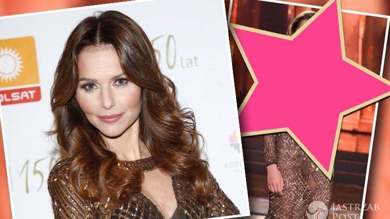 Paulina Sykut-Jeżyna w sukni Hector&Karger, sylwester Polsatu 2015 w Katowicach jak Polka w wyborach Miss Universe 2015 (fot. AKPA, mat. pras.)