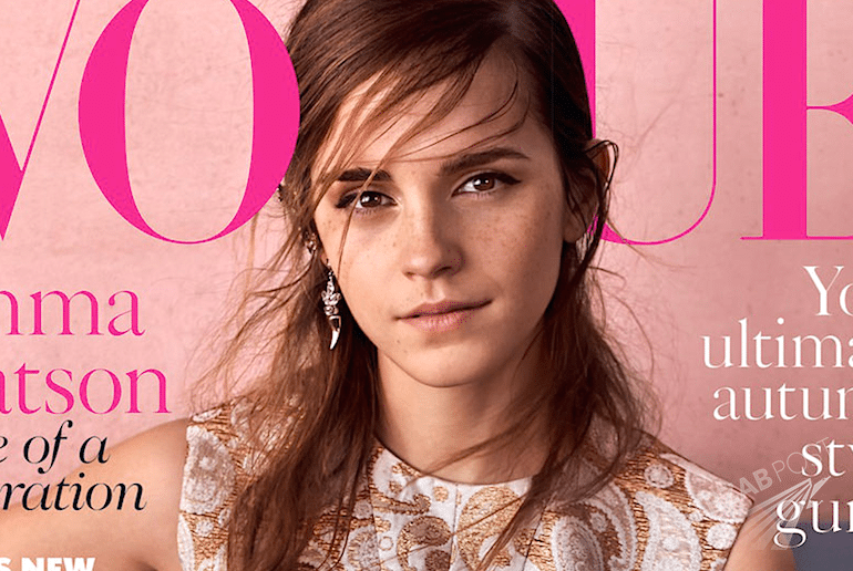 Naturalna Emma Watson w złocie na okładce "Vogue'a"