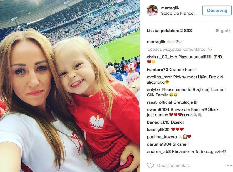Marta Glik (żona Kamila Glika), mecz Polska-Niemcy EURO 2016