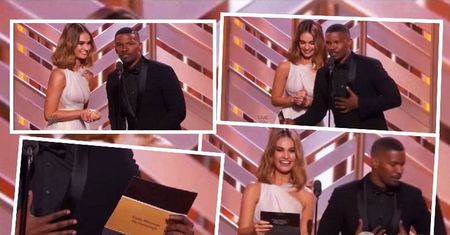 Jamie Foxx parodiuje wpadkę Steve'a Harvey'a z Miss Universe podczas Złotych Globów 2016
