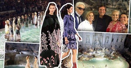 Oszałamiający pokaz kolekcji Fendi w Rzymie. Modelki maszerowały w słynnej fontannie di Trevi