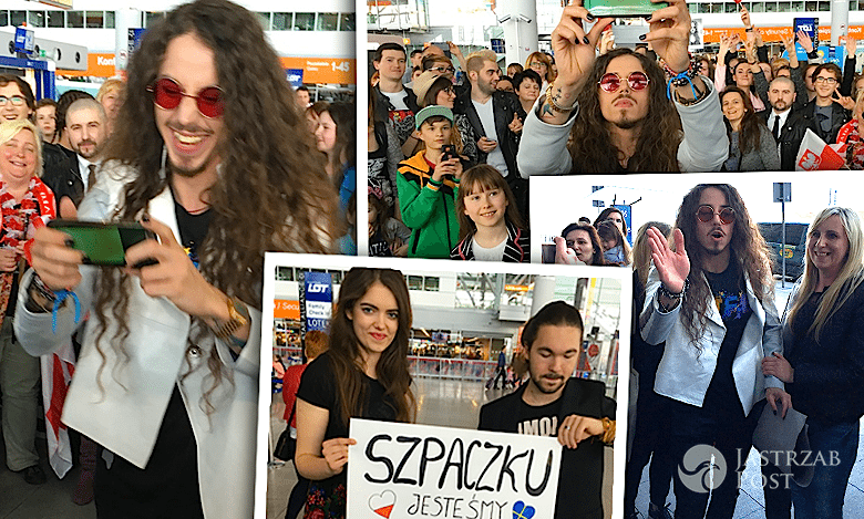 Michał Szpak na lotnisku przed Eurowizją 2016