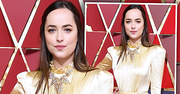 Oscary 2017: Jest to Gucci! Dakota Johnson w złotej sukni. Tym razem nie zachwyciła