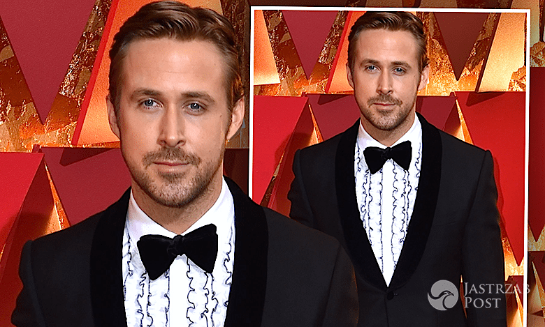 Oscary 2017: Stylowy Ryan Gosling w koszuli z żabotem. Ale zaraz... Gdzie jest jego żona Eva Mendes?