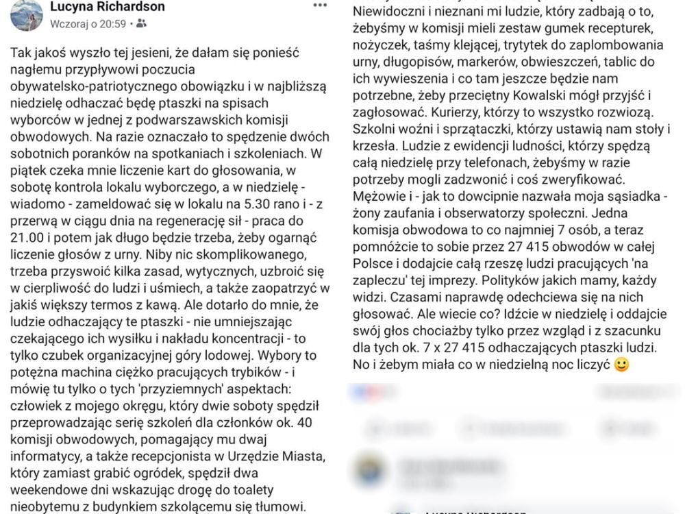 Lucyna Richardson opisała, jak wygląda praca w komisjach wyborczych 