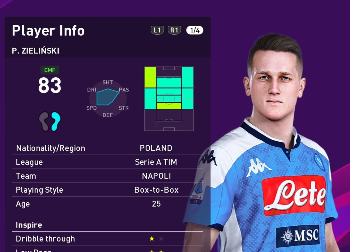 Piotr Zieliński w "PES 2020" 
