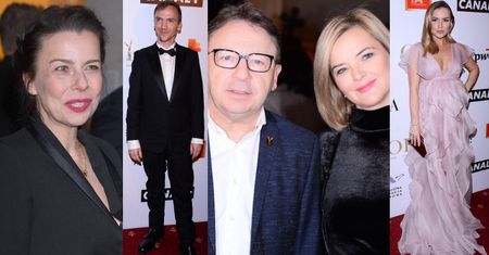 Orły 2020. Czerwonousta Agata Kulesza, ciężarna Marta Żmuda Trzebiatowska i welurowa Monika Zamachowska ze Zbyszkiem (ZDJĘCIA)