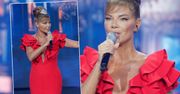 Opole 2023. Edyta Górniak w obcisłej czerwonej sukni i koronie. Jaki odważny dekolt!
