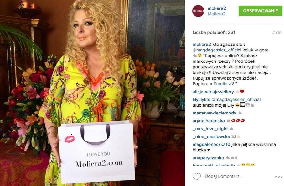 Magda Gessler wzięła udział w akcji Moliera 2 (fot. Instagram)