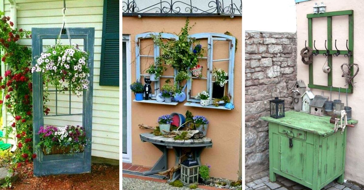 17 pomysłów na twórcze przerobienie starych drzwi i okien. Wykonane z nich ogrodowe dekoracje wyglądają nieziemsko