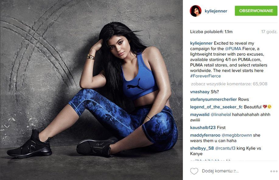 Kylie Jenner w reklamie Puma (fot. Instagram)