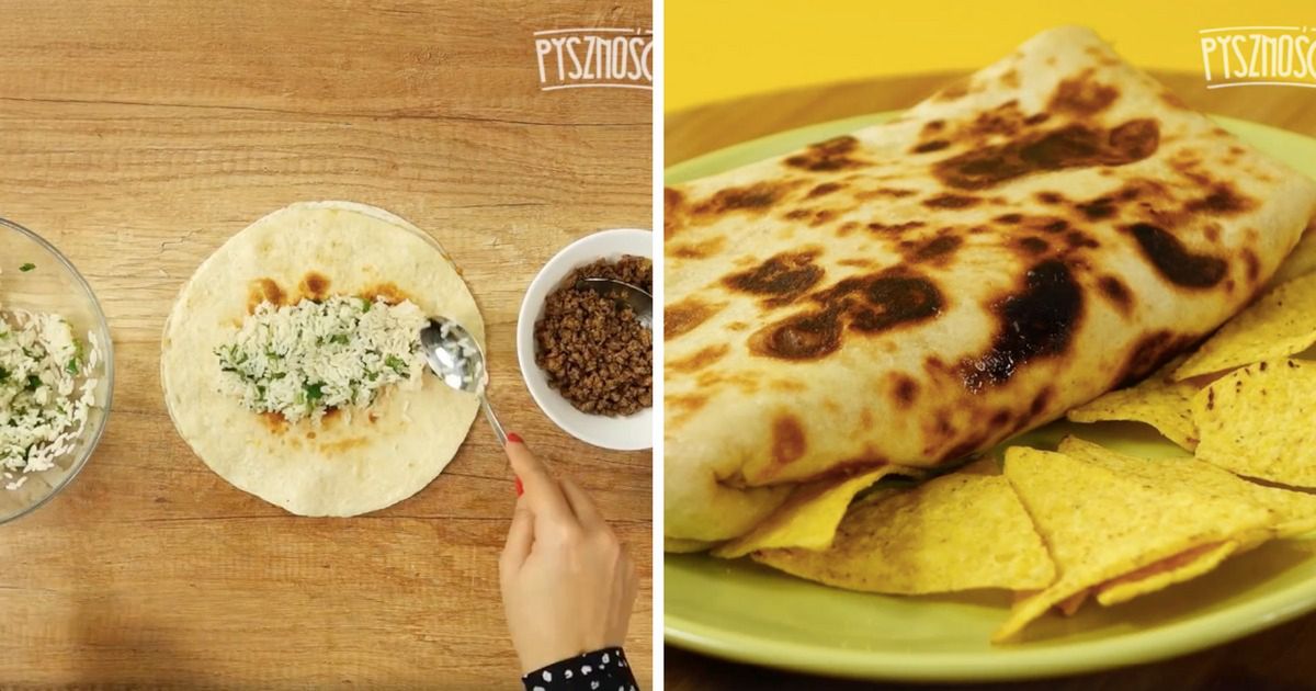 Tortilla z ryżowo-mięsnym farszem