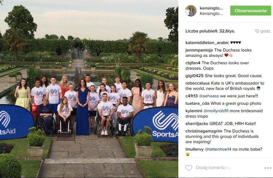 Księżna Kate na spotkaniu z okazji 40-lecia organizacji SportsAid (fot. Instagram)