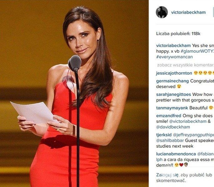 Victoria Beckham na gali Kobieta Roku 2015 "Glamour" (fot. Instagram)