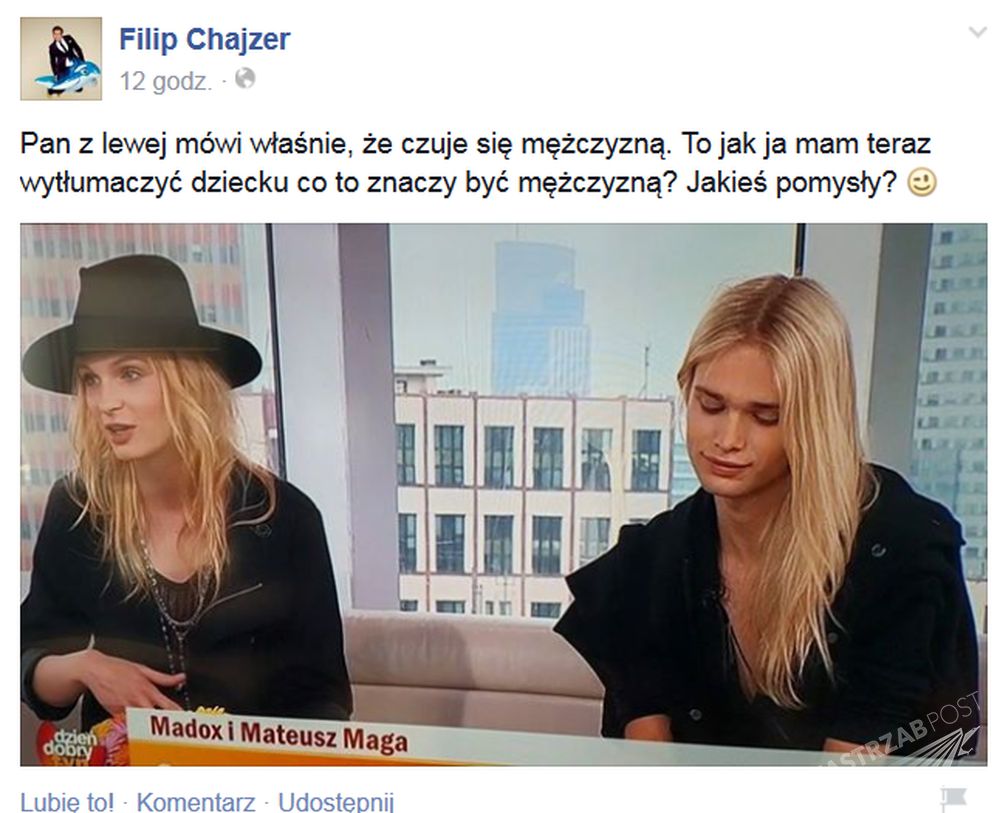 Screen z Facebooka Filipa Chajzera
Fot. FB