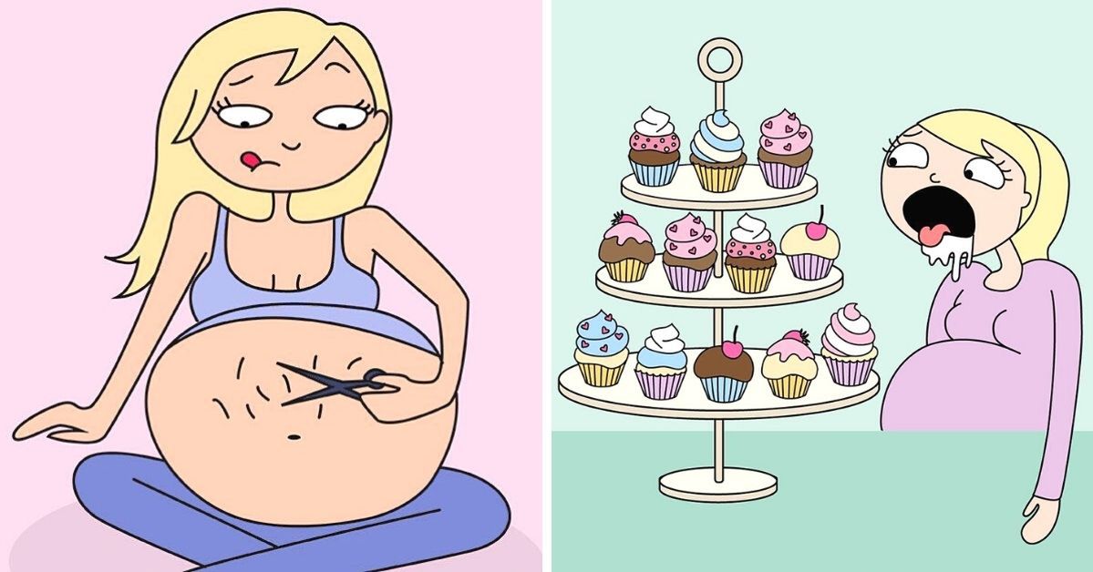 Ciążowy pamiętnik. 21 zabawnych ilustracji dokumentujących słodko-gorzkie przeżycia ciężarnych kobiet