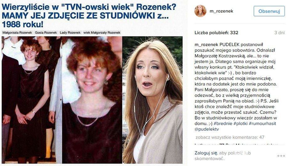 Ile lat ma Małgorzata Rozenek? Gwiazda komentuje plotki o swoim wieku i zdjęciu ze studniówki