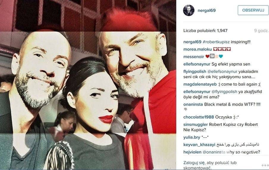 Nergal i trójmiejska artystka Alicja Domańska na pokazie Roberta Kupisza (fot. Instagram Nergal)